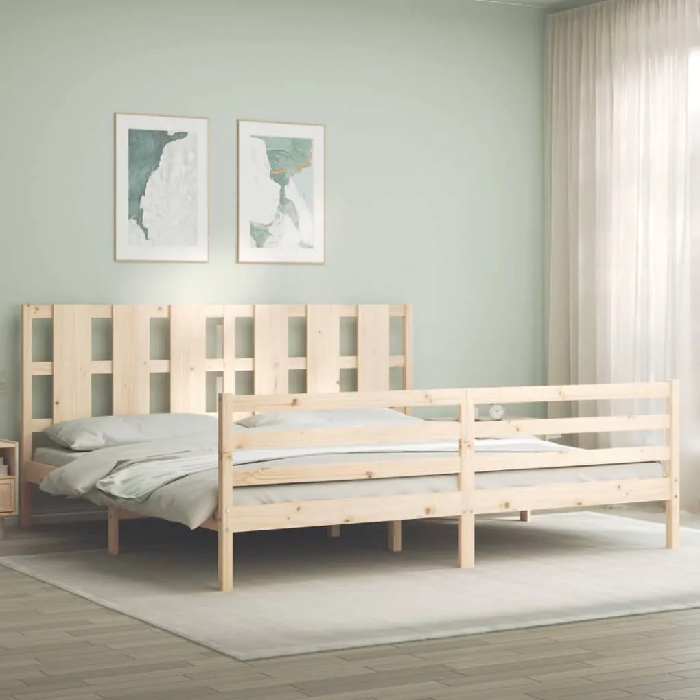 Giroletto Con Testiera 200x200 Cm İn Legno Massello /