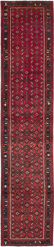 Hamedan Tappeto 420x90 Rosso (Iran) Annodato A Mano
