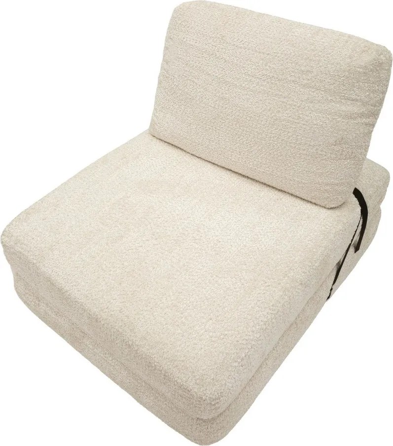 Poltrona bianca allungabile con rivestimento in bouclé Faster – Mauro Ferretti