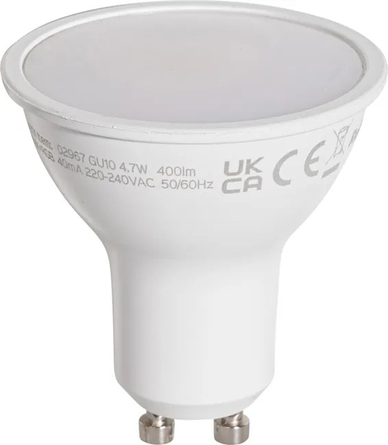 Set di 5 lampadine LED GU10 50mm trasparenti 4,7W 400 lm 2200-2400K