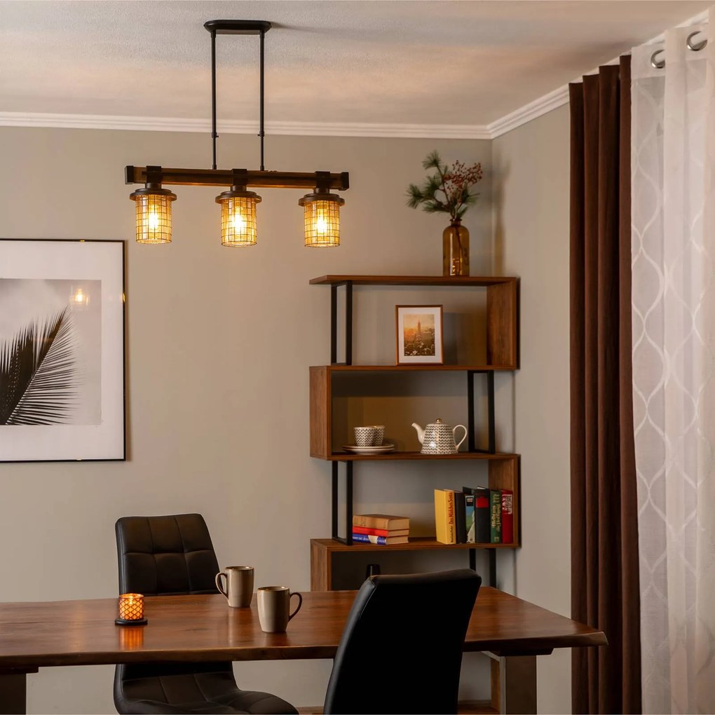 Avonni Lampada a sospensione AV-4216-3EY, a 3 luci, regolabile in altezza