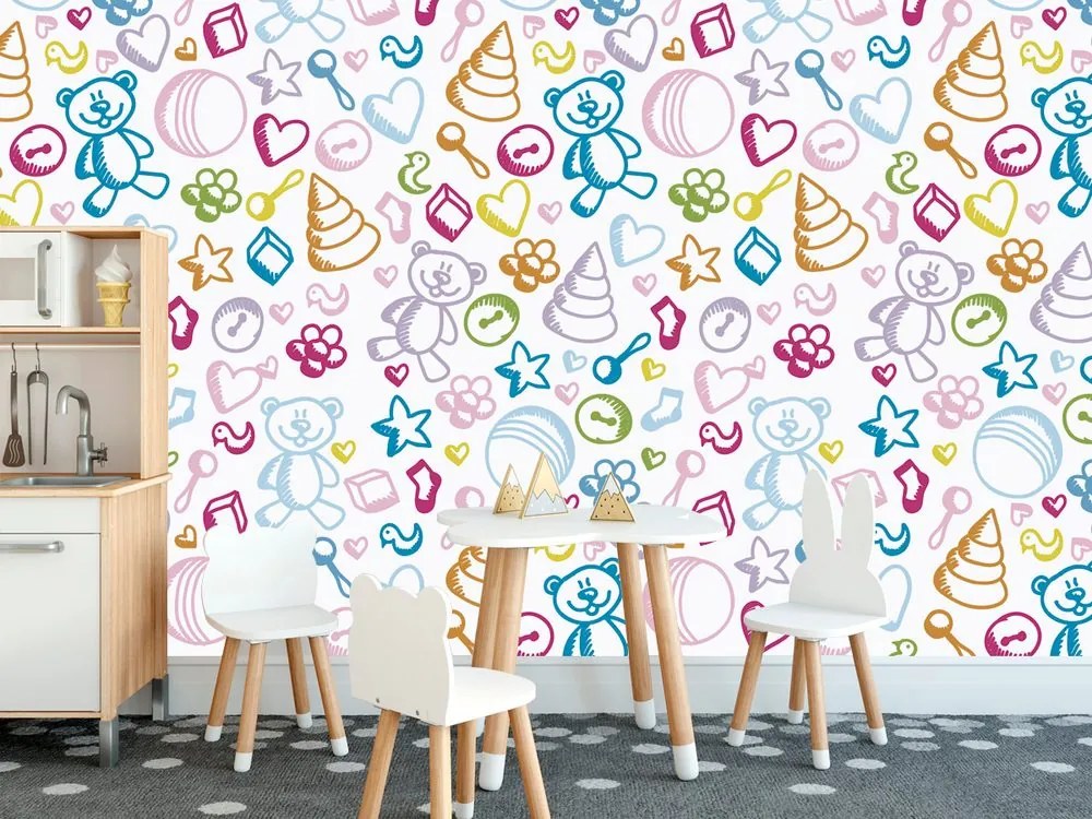 Carta da parati – Giocattoli in colori pastello