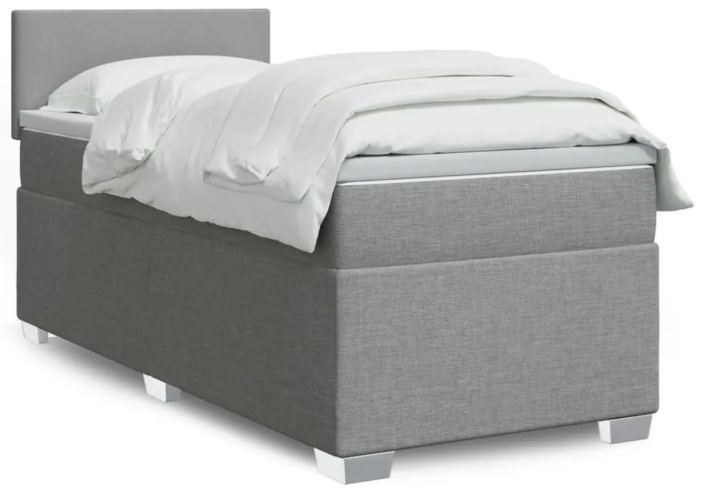 Giroletto A Molle Con Materasso Grigio Chiaro 90x190 Cm Tessuto /