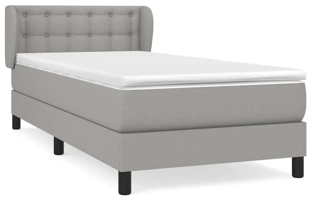 Giroletto a molle con materasso grigio chiaro 90x200 cm tessuto
