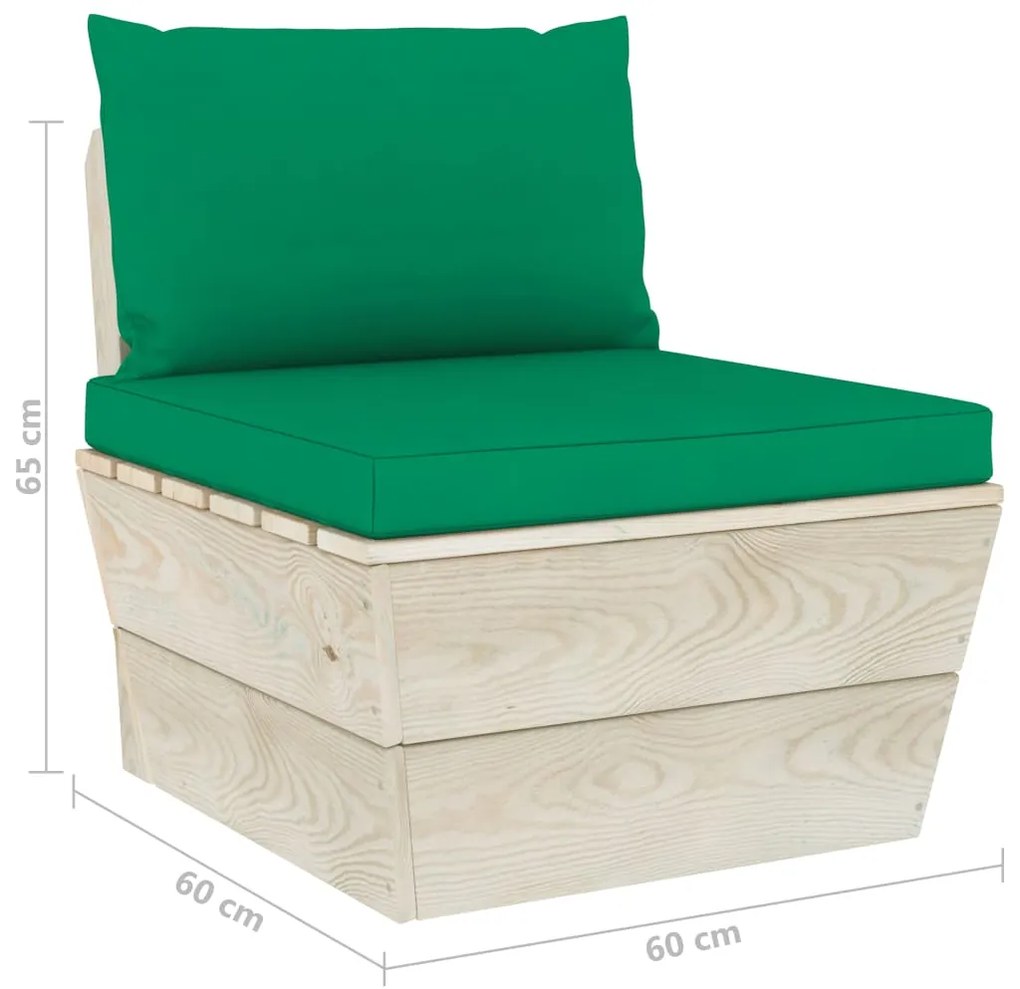 Set Divani da Giardino su Pallet 6 pz con Cuscini Legno Abete