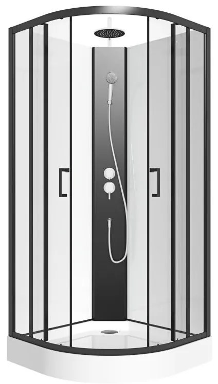 Cabina doccia quarto di cerchio Altezza regolabile L80 x l80 x H213/232 cm Nero e Bianco - ROVATA