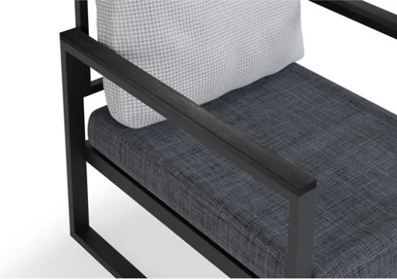 Set Salotto Da Esterno 1 Divano 2 Poltrone E Tavolino Metal Frame MTLKNP003 Grigio Scuro