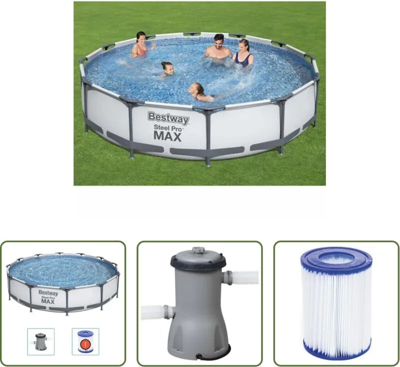 Piscina rotonda - Bestway Set Piscina Steel Pro MAX 366x76 cm