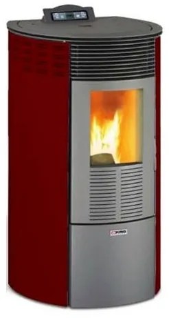 Stufa a pellet ad aria 10.1 kW ventilazione frontale King 12 Round bordeaux