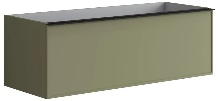 Mobile da bagno sotto lavabo Pixel frame verde laccato opaco L 120 x H 40 x P 45.5 cm 1 cassetto, lavabo non incluso