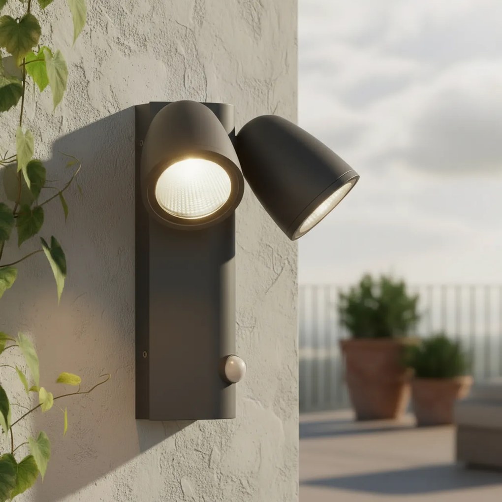 Applique da Esterno IP65 2xGU10 con Sensore movimento AXIS - Grigia