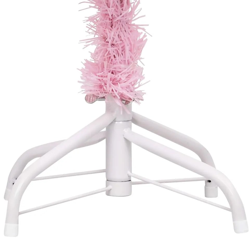 Albero di Natale Preilluminato con Palline Rosa 150 cm PVC