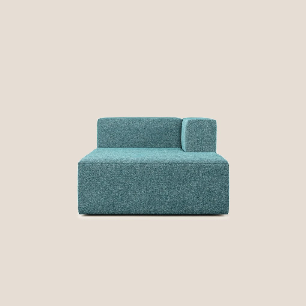 Nettuno modulo chaise longue in morbido tessuto bouclè T07 azzurro