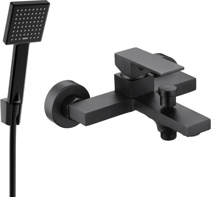 Mexen Uno R45 miscelatore per vasca con set doccia, nero - 7143R45-70