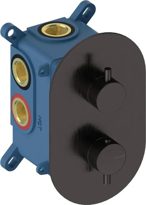 Rubinetto per doccia getto laminare cristallino ad incasso termostatico Loop K nero lucido SANYCCES