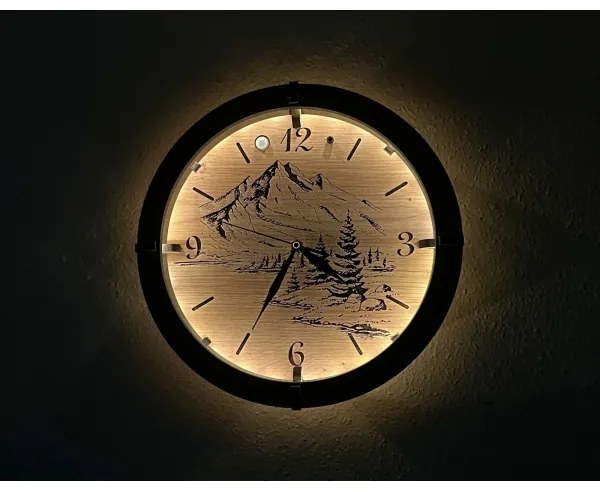 Li-Go 23697/DUB/BAT2 - Orologio LED dimmerabile con sensore, LED/1xAA, Ø 32 cm, rovere