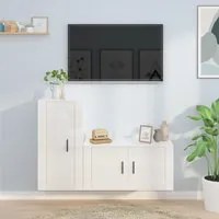 Set di Mobili Porta TV 2 pz Bianco Lucido in Legno Multistrato 3188472