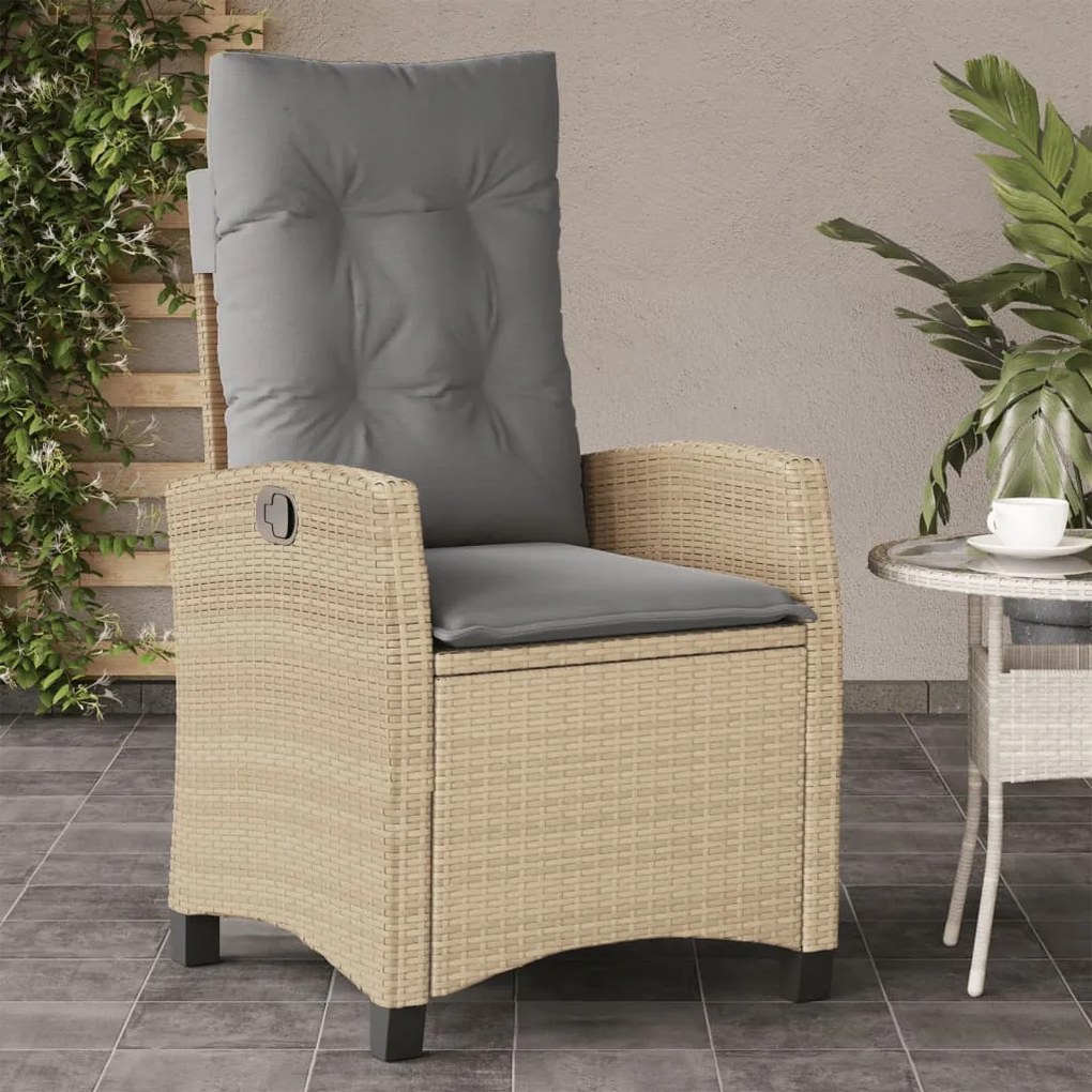 Sedie reclinabili giardino 2pz cuscini beige misto polyrattan