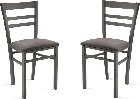 Sedia imbottita in tessuto Grigio Scuro e sruttura in legno HOLLY 2 sedie