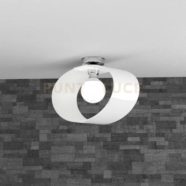Lap plafoniera d.42 cm 1 luce attacco e27 bianco in vetro