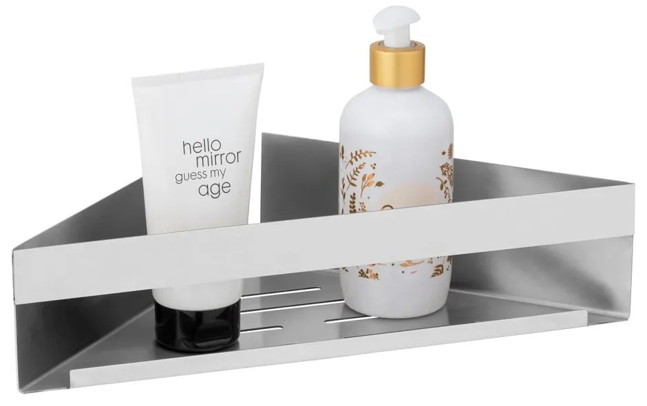 Mensola angolare autoportante per bagno in acciaio inox in argento opaco Genova Matt - Wenko