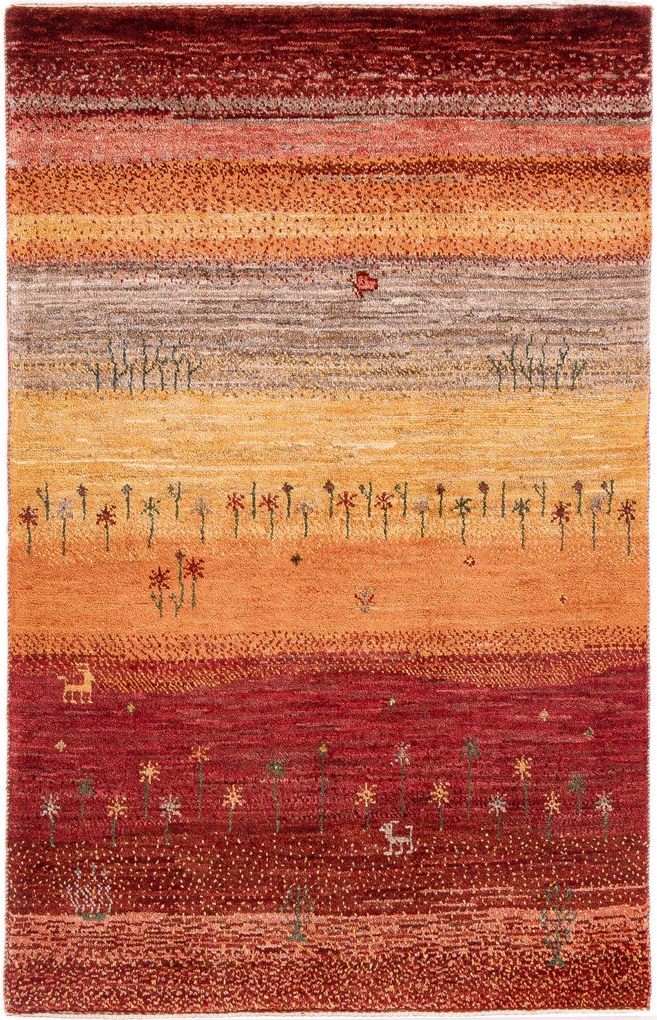 Loribaft Tappeto 90 x 140 Rosso (Iran) Annodato A Mano