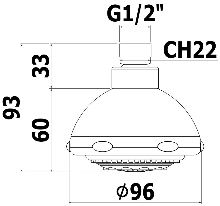 Paffoni Ischia Zsof030 soffione 96 mm a 3 getti anticalcare in abs cromo