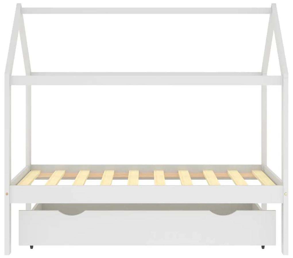 Giroletto bambini con cassetto bianco pino massello 80x160 cm
