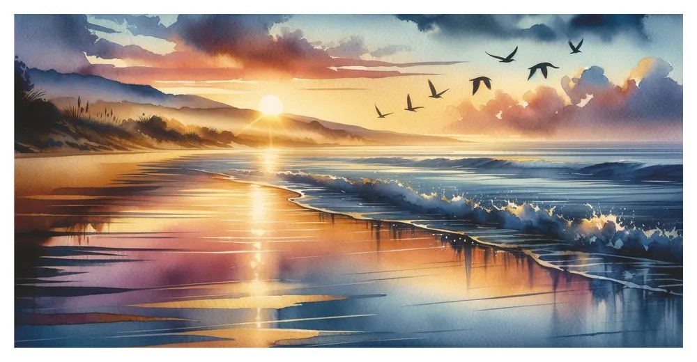 Quadro su tela – Spiaggia tranquilla al tramonto