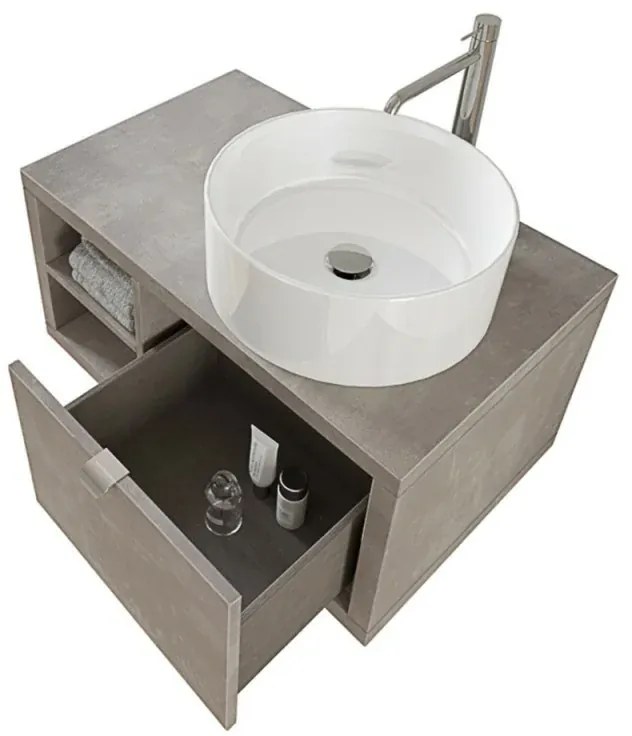 Mobile bagno sospeso 80 cm grigio cemento Master lavabo 40 e specchio 80