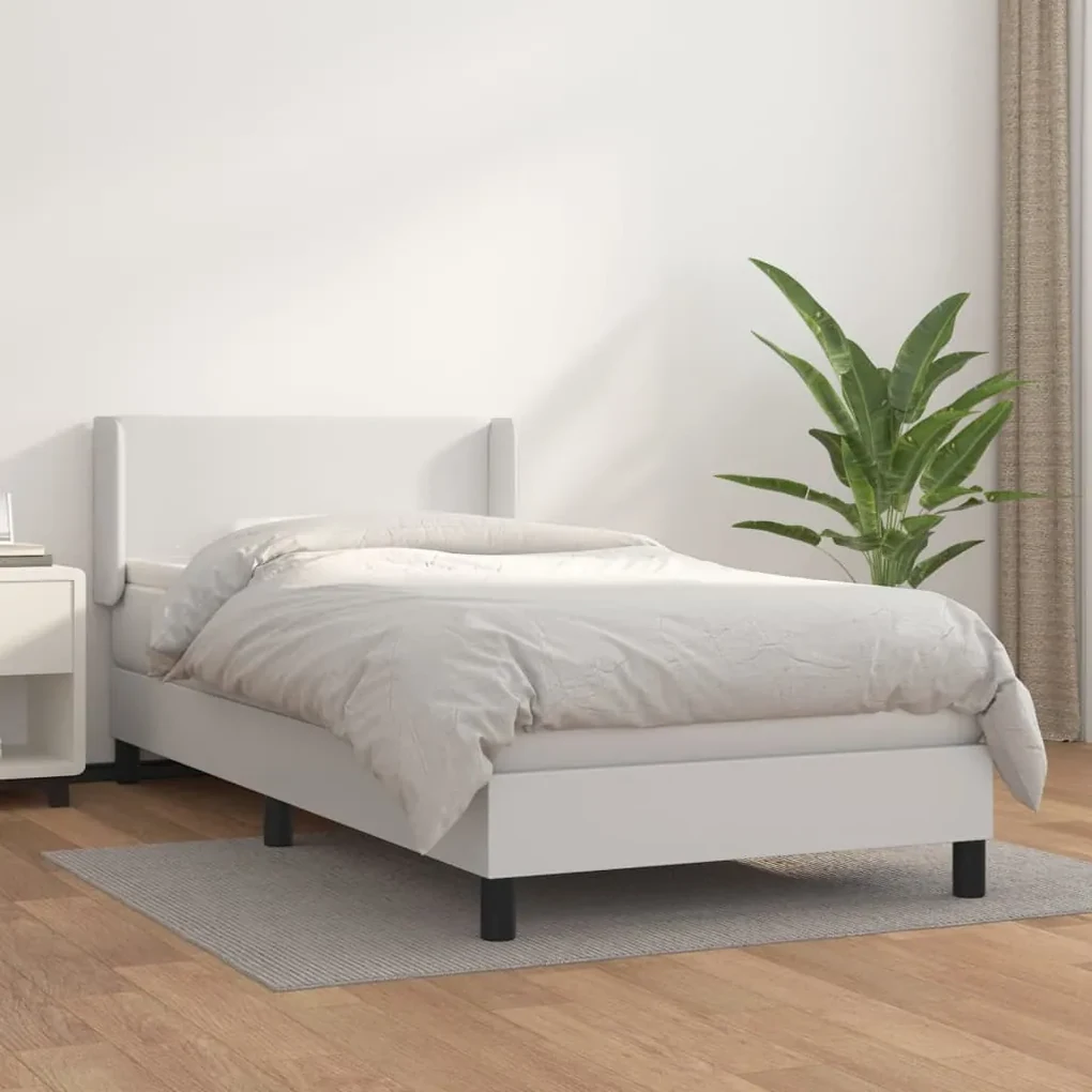 Giroletto a molle con materasso bianco 80x200 cm in similpelle