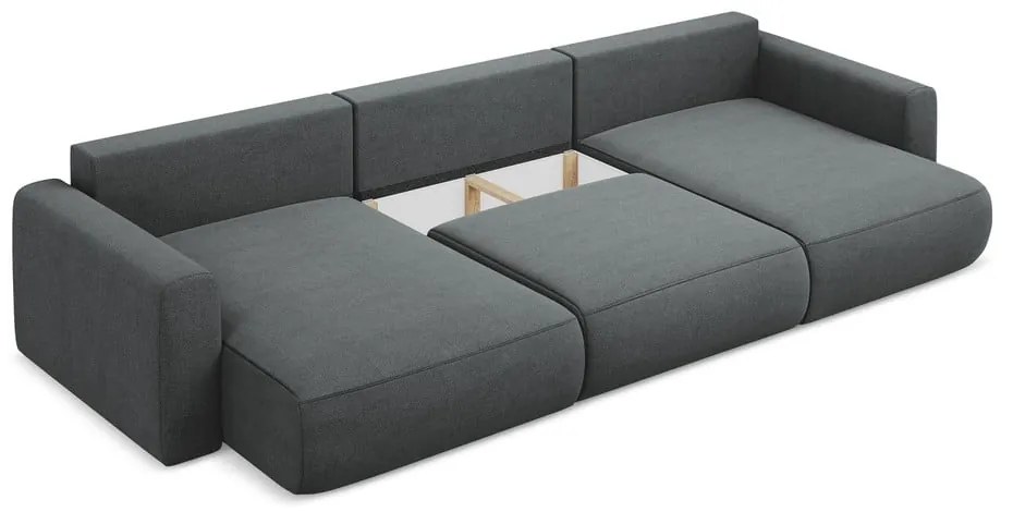 Divano angolare grigio scuro allungabile/con contenitore (a U) Kapua – Makamii