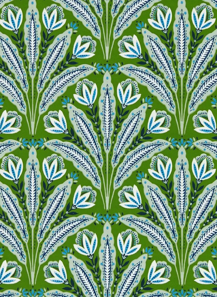 Clarke & Clarke Tapete Attingham - Cobalt/ Green