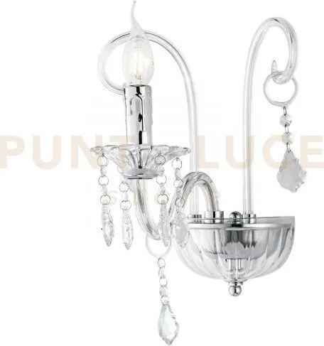 Applique a parete cristallo trasparente 1 luce attacco e14 22x25x30cm