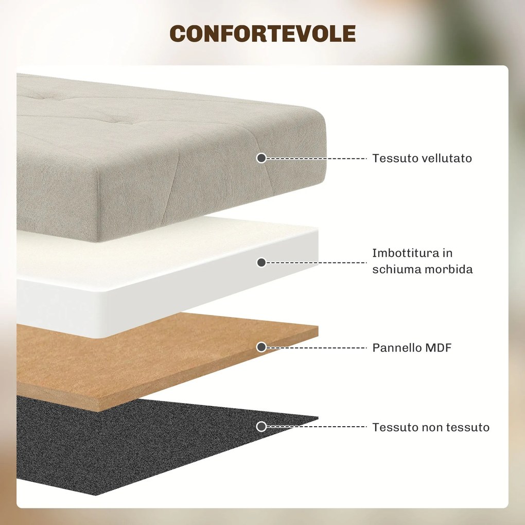 Panca Contenitore Pieghevole 67L 76x38x38cm Rivestimento Effetto Velluto Bianco Crema...