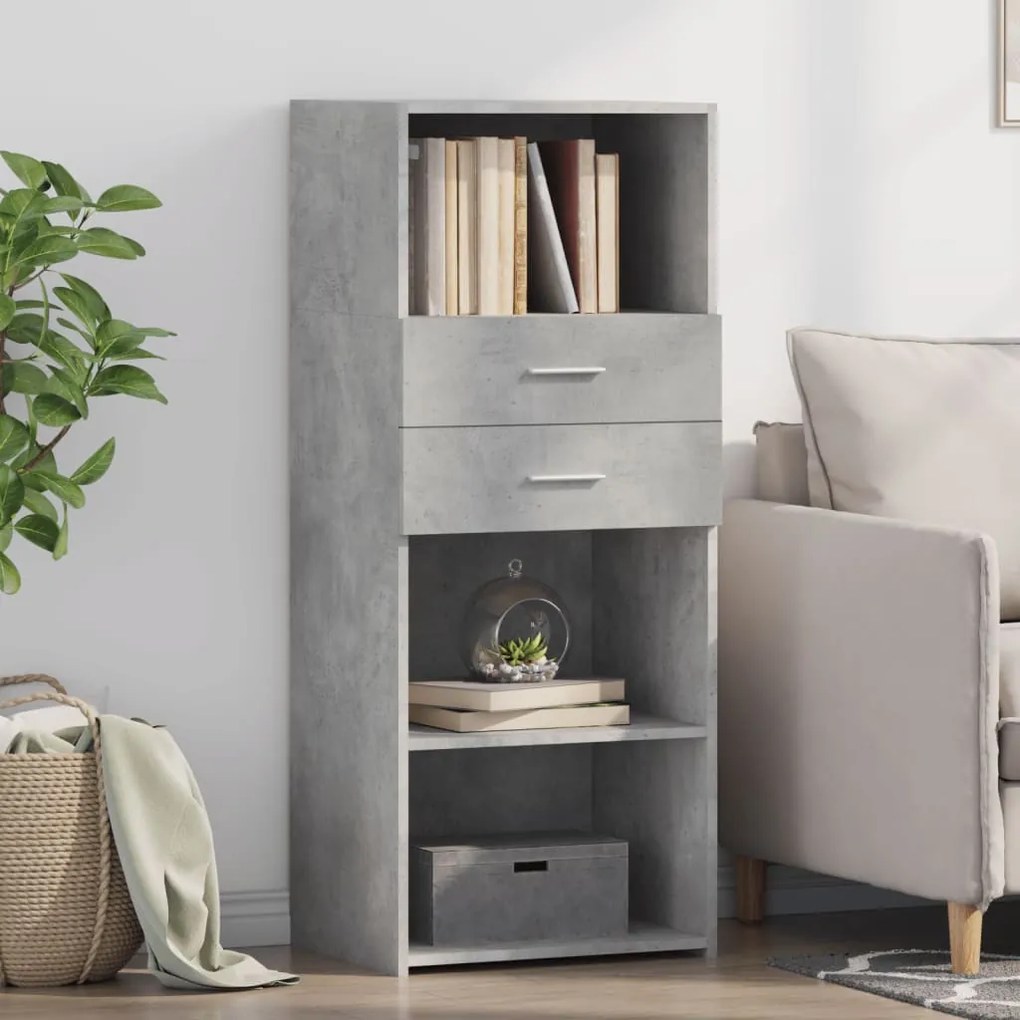 Credenza grigio cemento 50x42,5x124 cm in legno multistrato