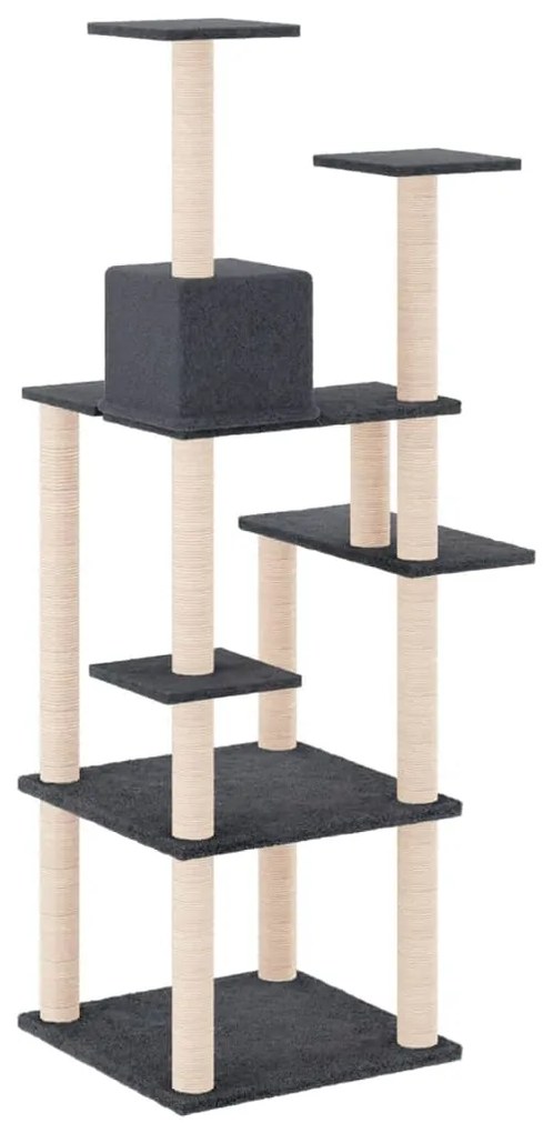 Albero per gatti con tiragraffi in sisal grigio scuro 153 cm