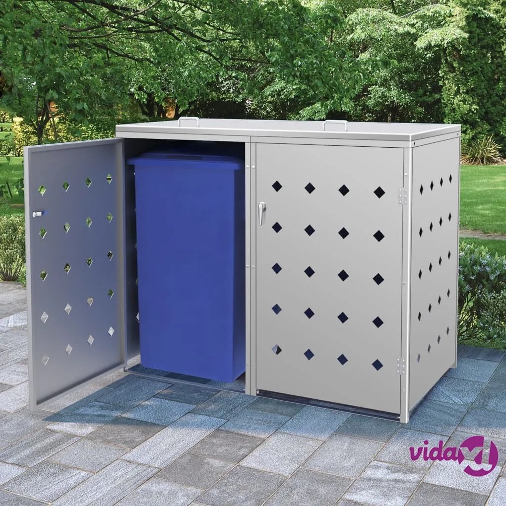 vidaXL Copribidone per Spazzatura Doppio 240 L in Acciaio Inox