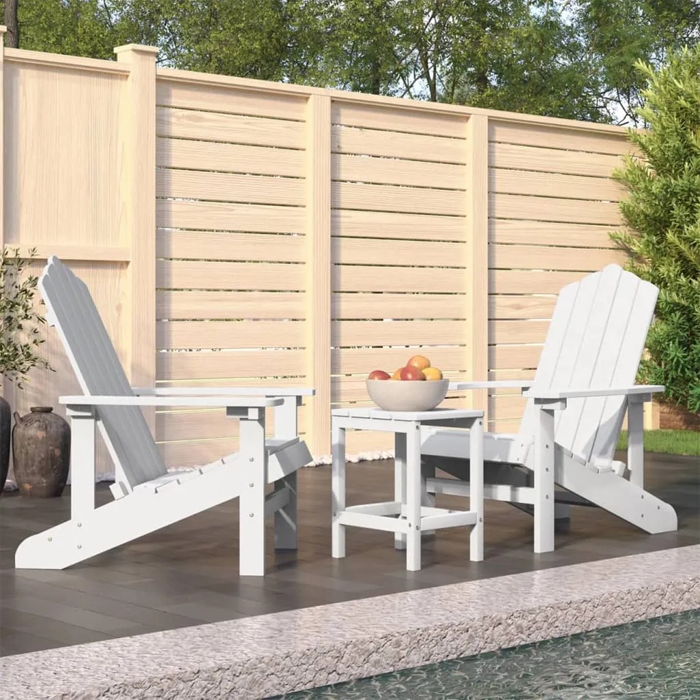 Sedie da giardino con tavolo adirondack in hdpe bianco