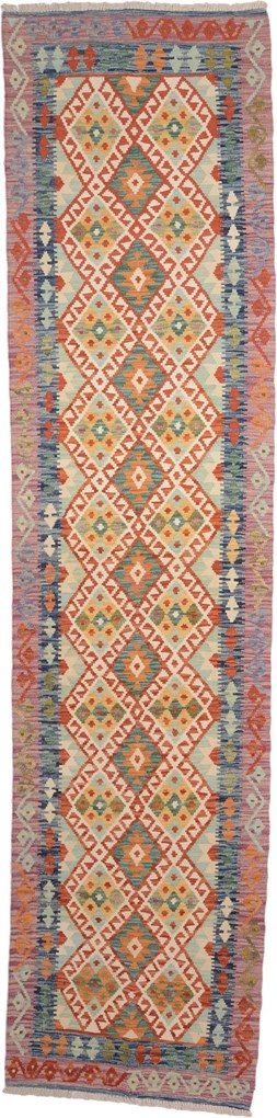 Kilim Tappeto 390x90 (Pakistan) Tessuto A Mano