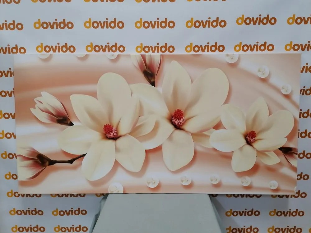 Quadro su tela – Magnolia di lusso con perle