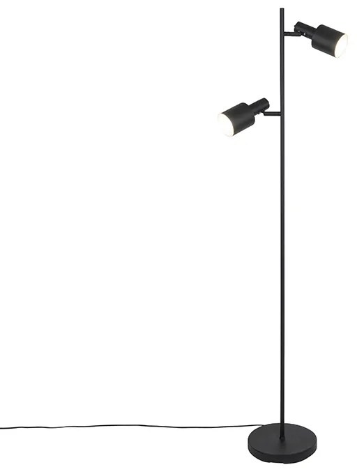 Lampada da terra moderna nera 2 luci - Stijn