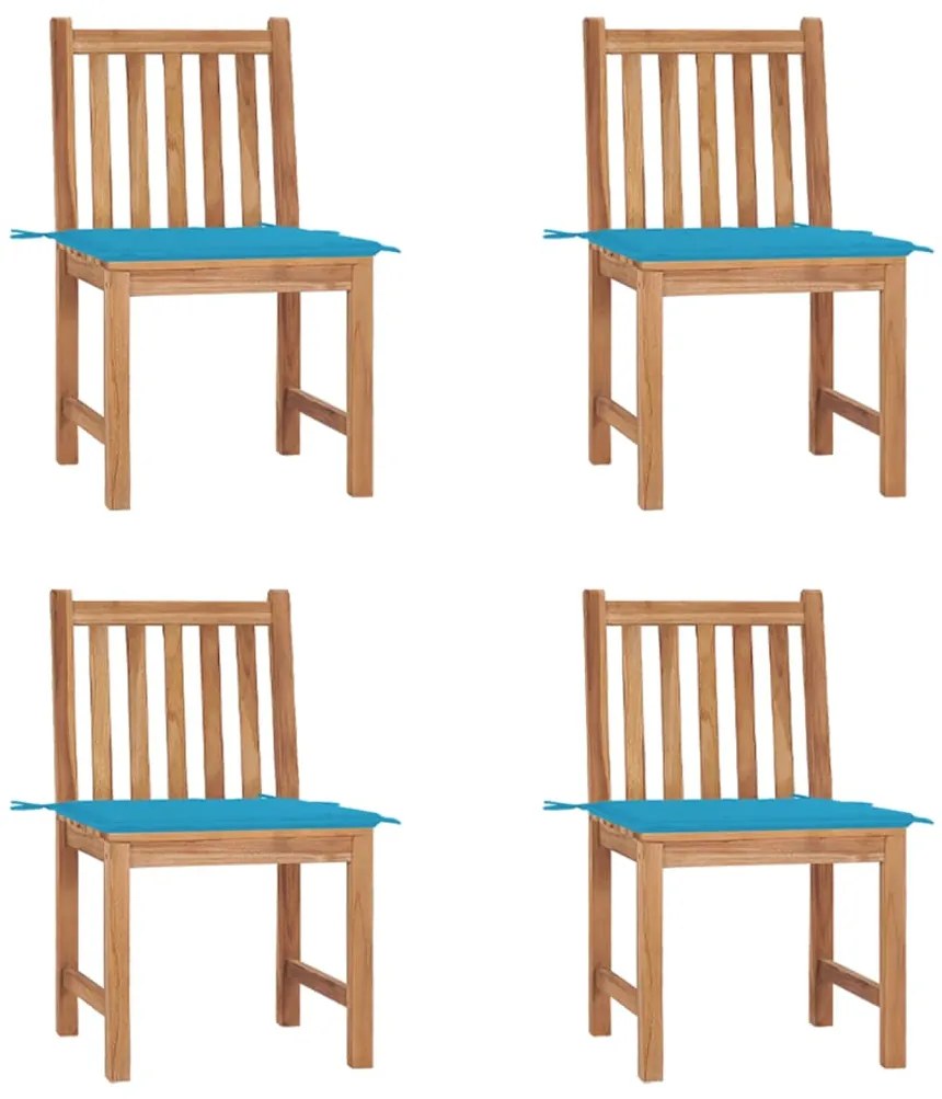 Sedie da giardino 4 pz con cuscini in legno massello di teak