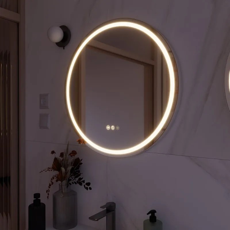 Specchio bagno con illuminazione led integrata Remix SENSEA tondo D60 cm cromo