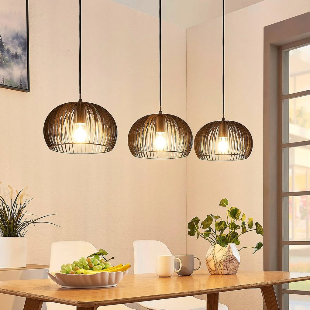 Lampada a sospensione Jusra Lindby, dimmerabile, Nero, Soggiorno / Sala da pranzo, Metallo, Moderno, Lampada a sospensione