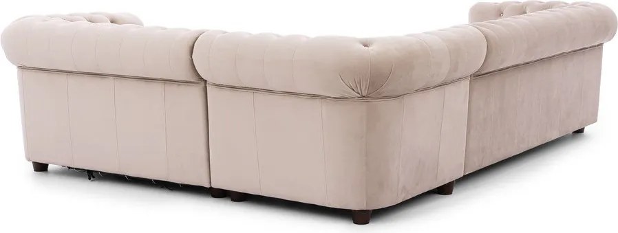 Divano angolare beige allungabile (con penisola a destra/a L) con rivestimento in velluto York Blik – Ropez