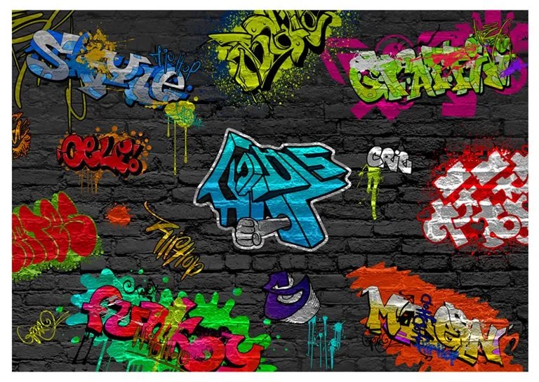 Fotomurale  Graffiti wall  Colore Nero, Dimensioni e Misure 100x70