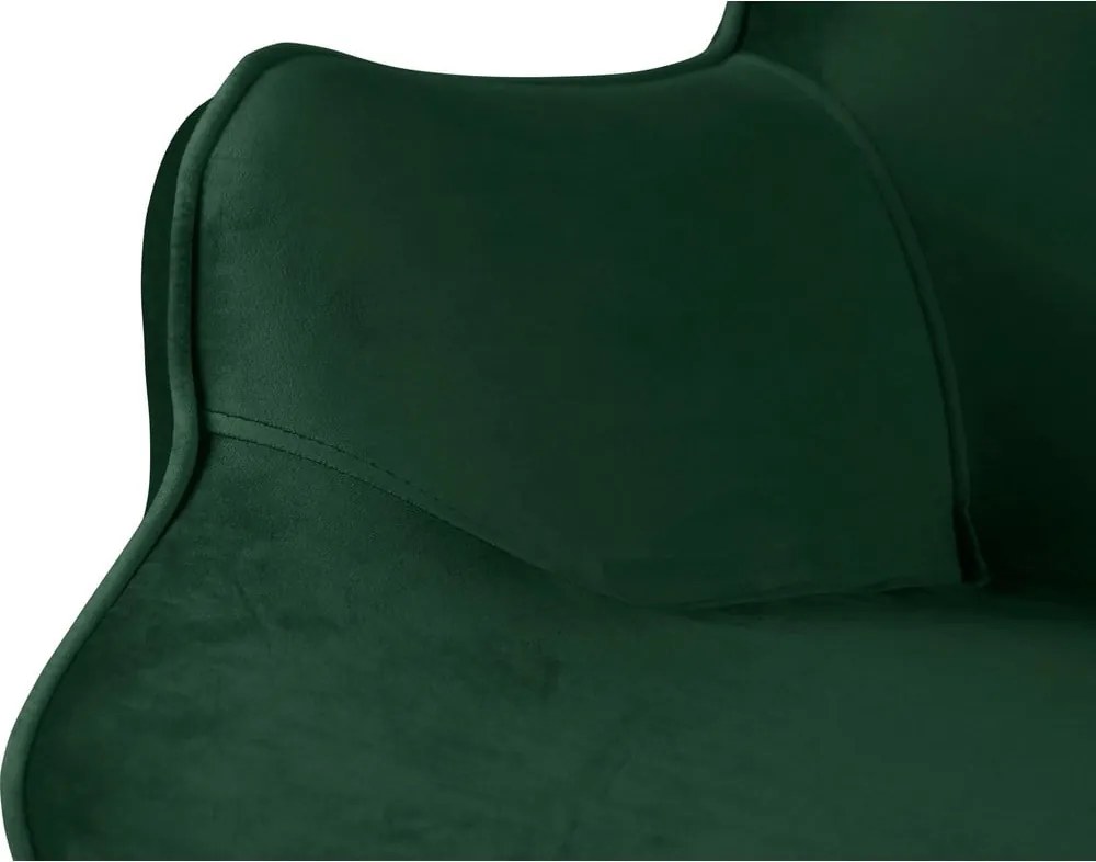 Poltrona con poggiapiedi verde scuro con rivestimento in velluto Niko – Ropez