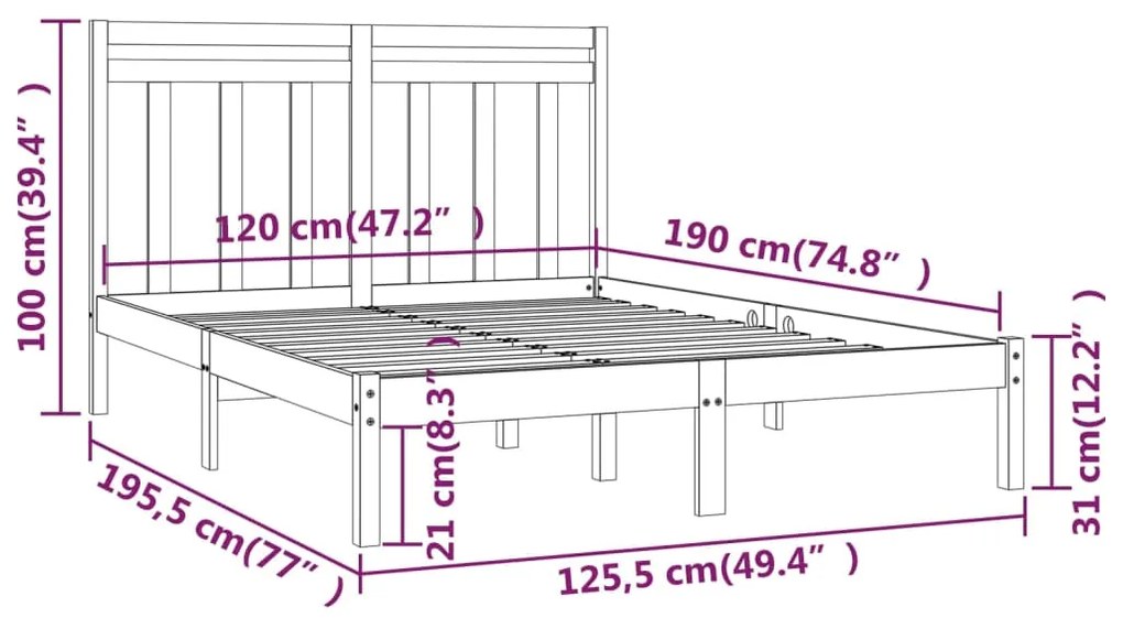 Giroletto Miele in Legno Massello 120x190 cm Small Double