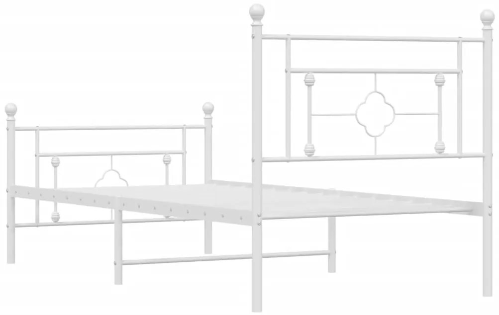 Giroletto con Testiera e Pediera Metallo Bianco 90x190 cm